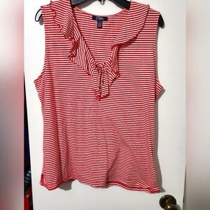 XL red and white top